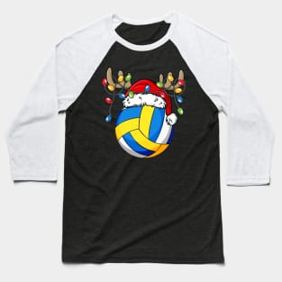 Volleyball With Santa Hat Reindeer Antlers Christmas Lights Baseball T-Shirt